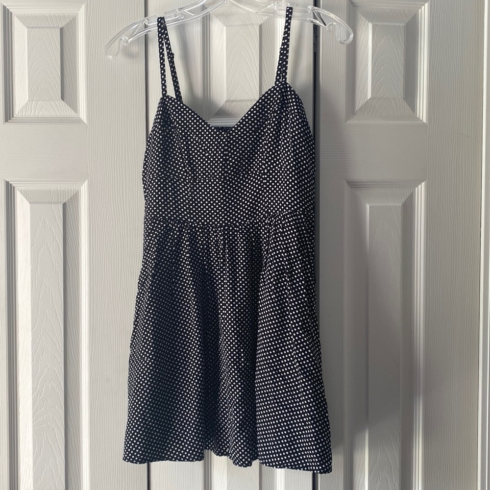 Express Black/White polka dot dress with pockets Sz XS